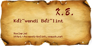 Kövendi Bálint névjegykártya