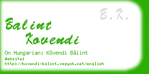 balint kovendi business card
